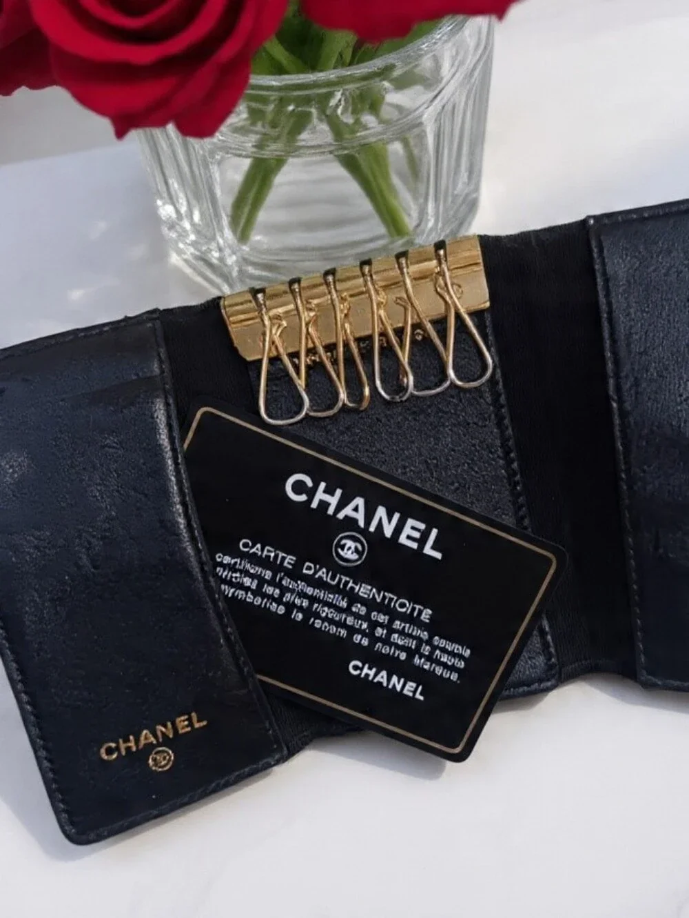 Chanel Classic 6 Key Holder and Card Case Black Lambskin✨️
